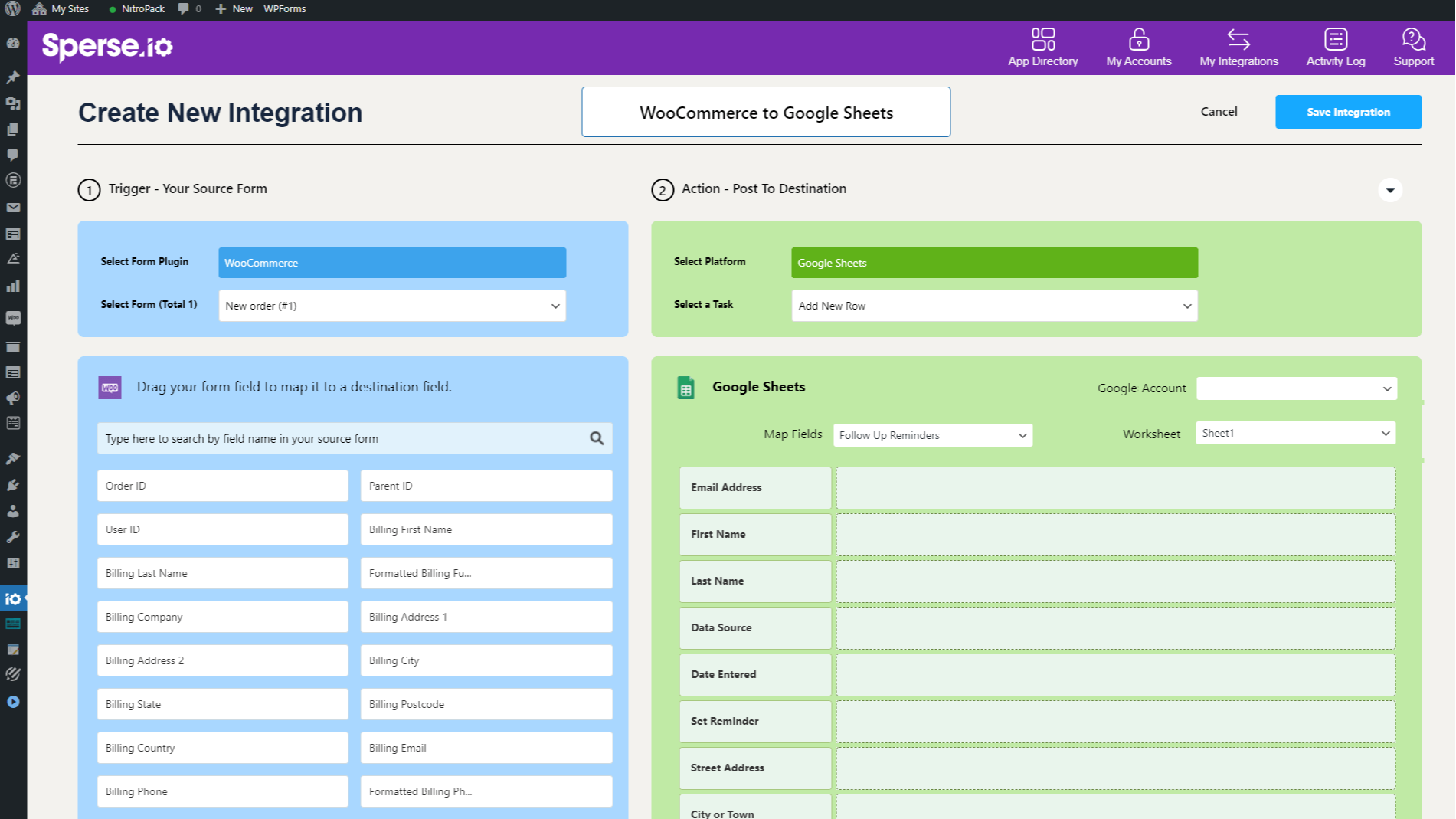 Visual drag and drop field mapping feature